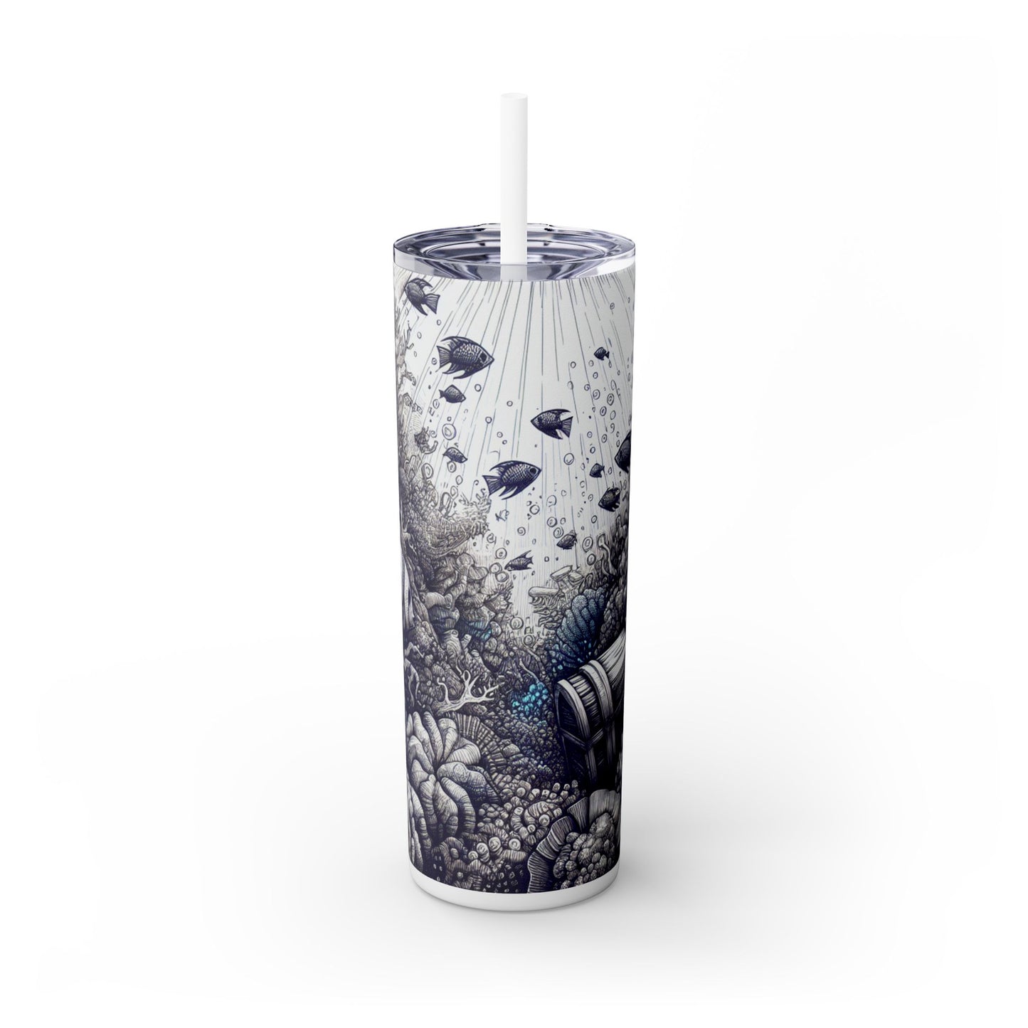 "Encanto submarino: el tesoro escondido" - Vaso delgado con pajita de 20 oz de Alien Maars®