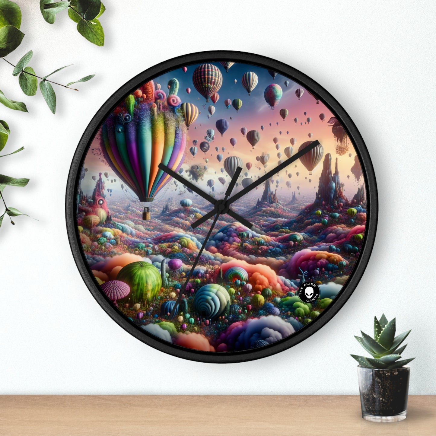 "Whimsical Sky : Une aventure surréaliste en ballon" - L'horloge murale extraterrestre