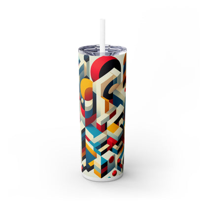 "Harmonious Balance: Geometric Abstract Art" - The Alien Maars® Skinny Tumbler with Straw 20oz Geometric Abstraction