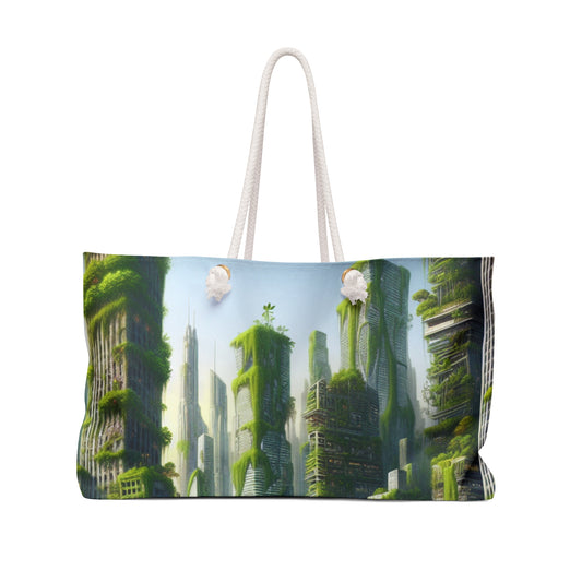 "Nature's Resurgence: A Futuristic Cityscape" - The Alien Weekender Bag