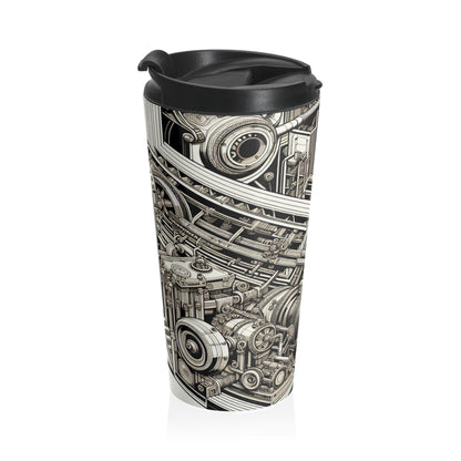 "Urban Precision: Modern City at Sunset" - The Alien Stainless Steel Travel Mug Precisionism