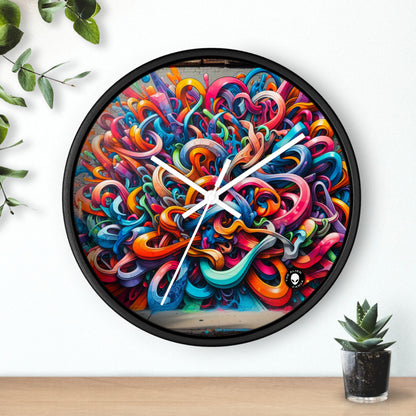 "Urban Vibe: A Graffiti Cityscape" - The Alien Wall Clock Graffiti Art