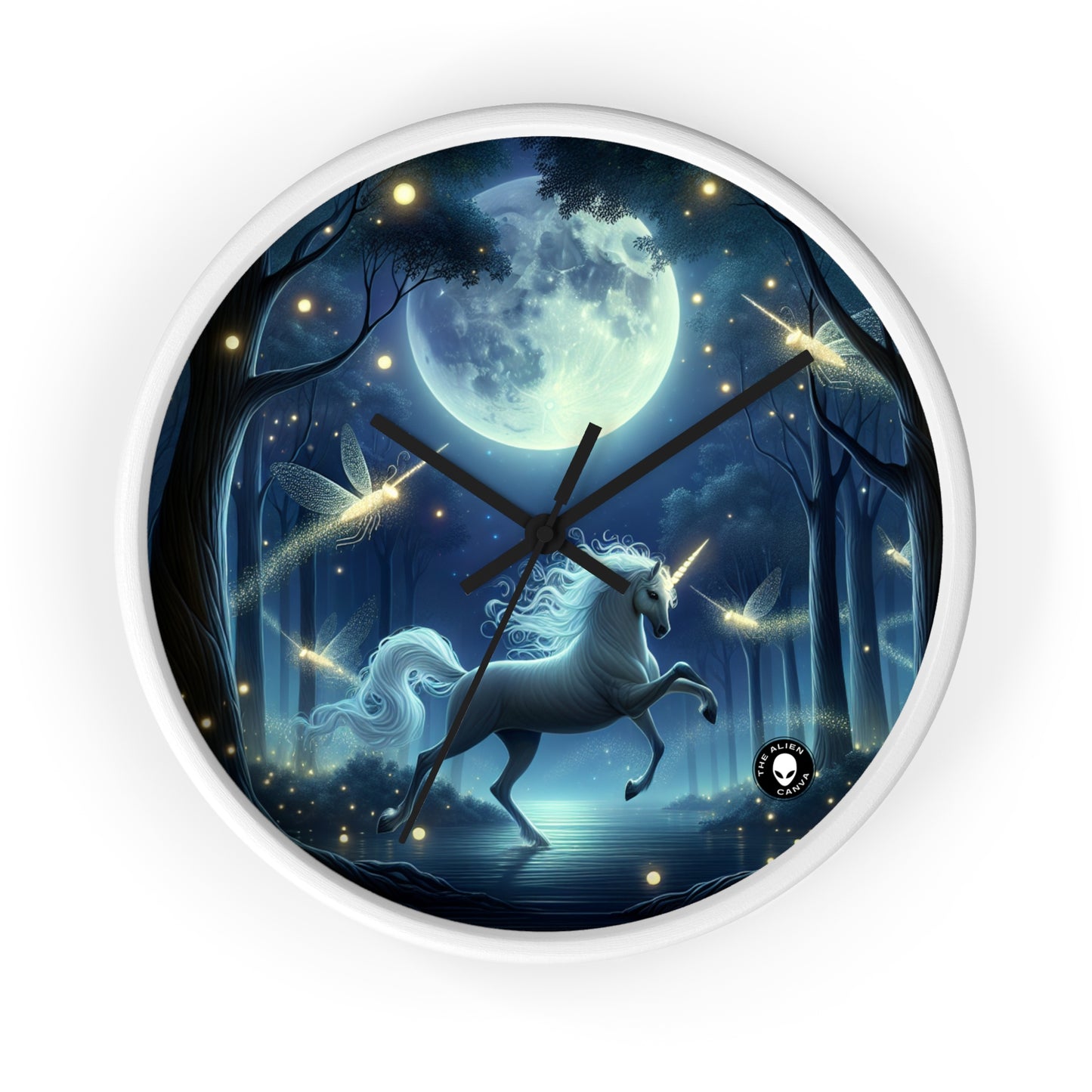 "Enchanted Moonlit Forest" - The Alien Wall Clock