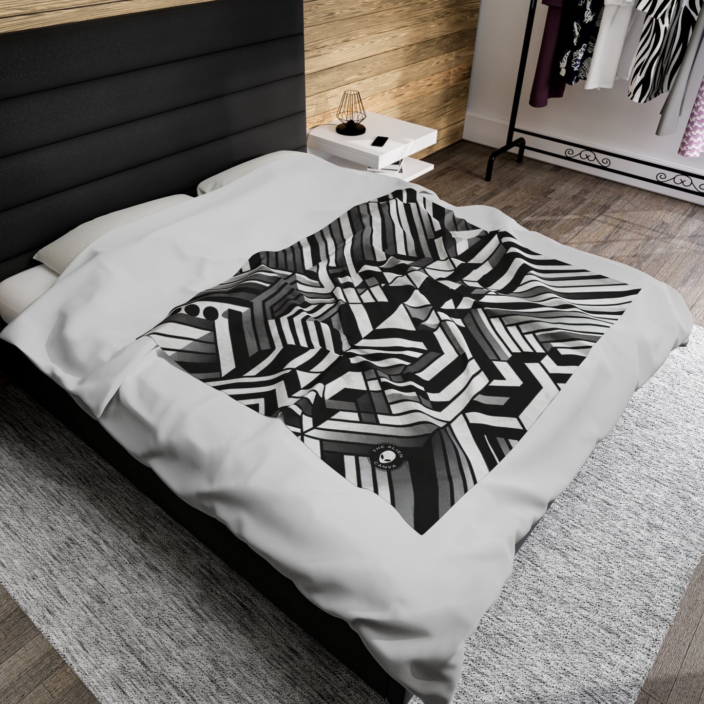 "Perception in Motion: A Mind-Bending Op Art Masterpiece" - The Alien Velveteen Plush Blanket Op Art