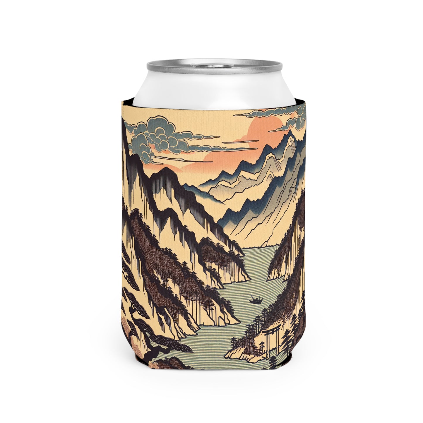 "Sérénité des fleurs de cerisier : un hommage Ukiyo-e captivant à la cérémonie japonaise du thé" - The Alien Can Cooler Sleeve Ukiyo-e (impression japonaise sur bois)