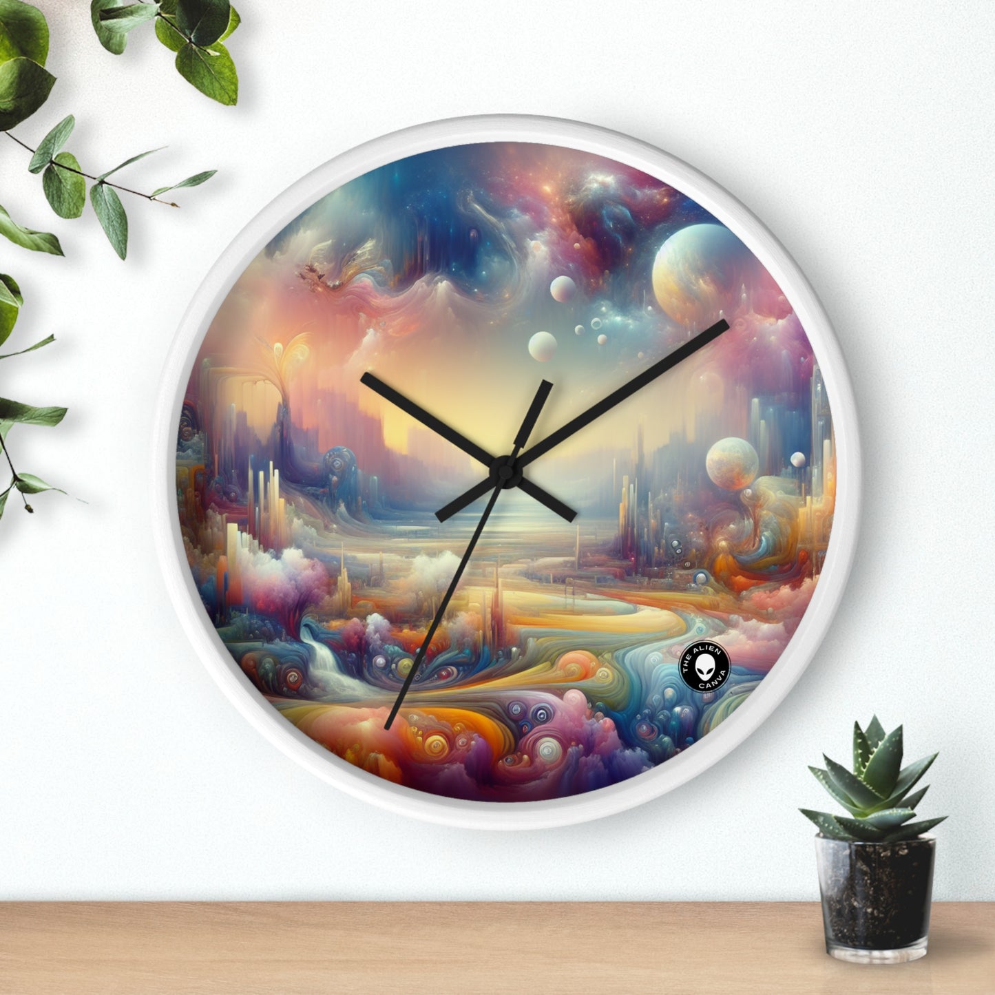 "Dreamscape Delights: A Surreal Painting" - The Alien Wall Clock