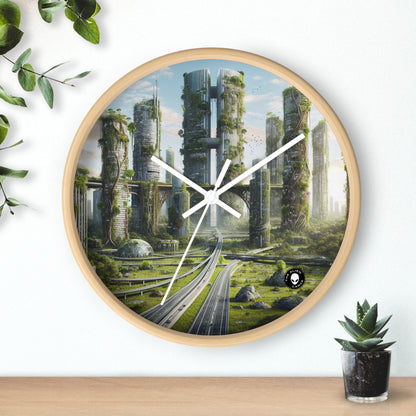 "La recuperación de la naturaleza: un paisaje urbano futurista" - El reloj de pared alienígena