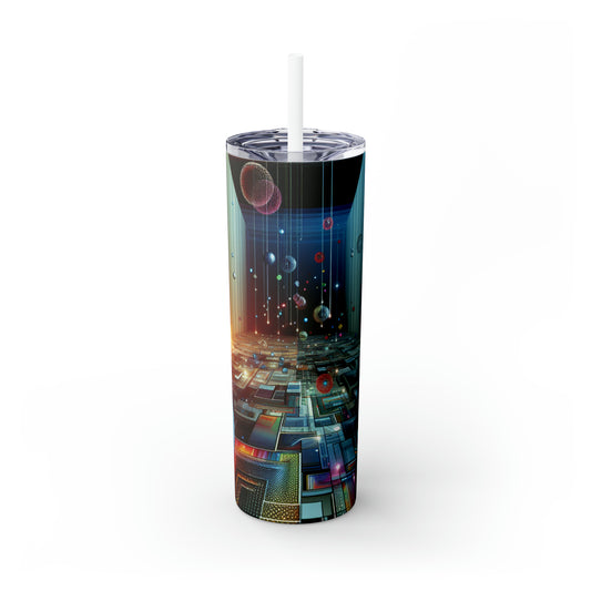 "Enchanted Oasis: A Virtual Reality Garden Experience" - The Alien Maars® Skinny Tumbler with Straw 20oz Virtual Reality Art