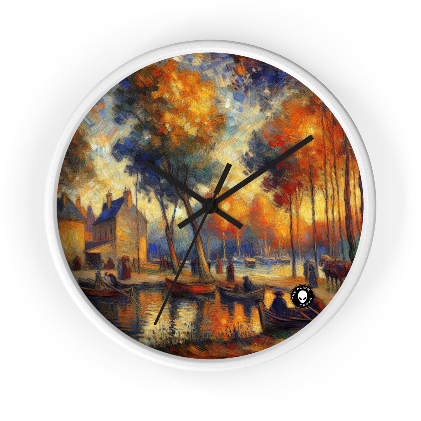 "Rainy Evening: A Post-Impressionist Cityscape" - The Alien Wall Clock Post-Impressionism