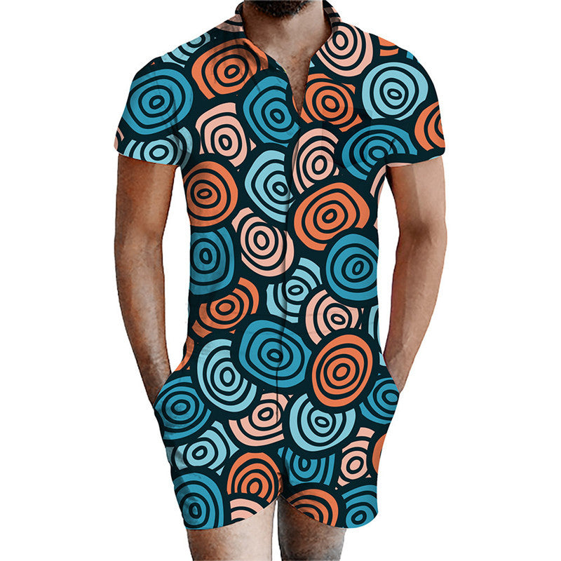 Printed men's jumpsuit suit