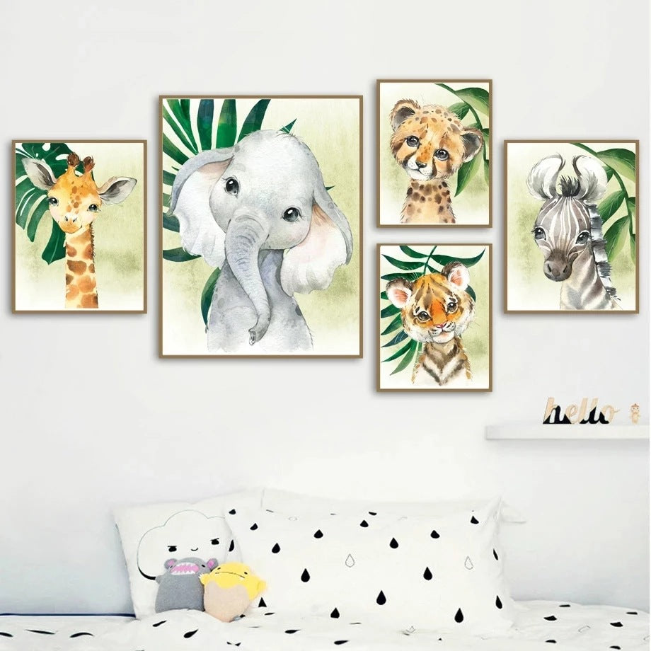 Pintura decorativa con estampado de animales pequeños de dibujos animados lindo