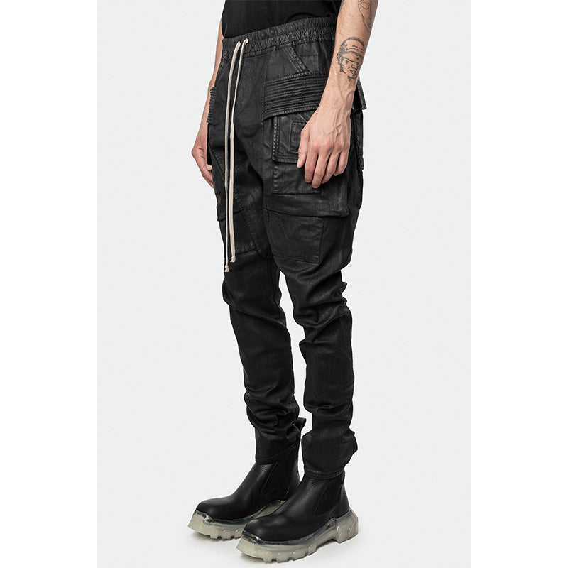 High Street Dark Brush Wax Coated Double Loop Work Pants