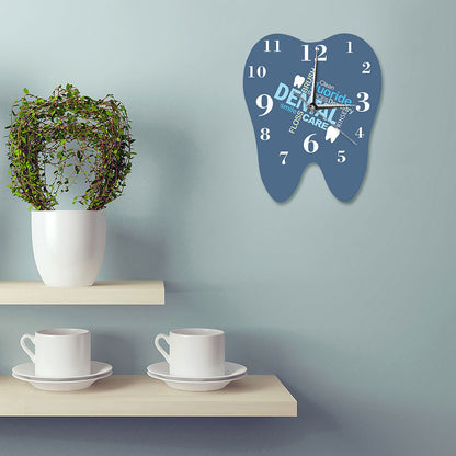 Tooth Shaped Dentist Word Art Wall Clock