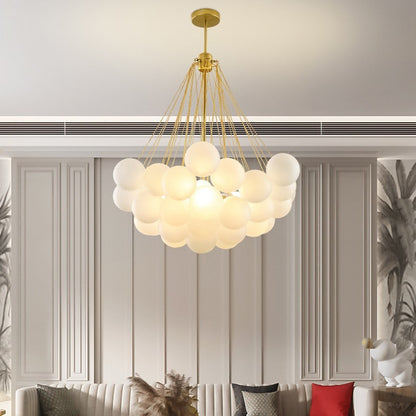 Creative Light Luxury Ball White Glass Bubble Post-modern Living Room Pendant Lamp