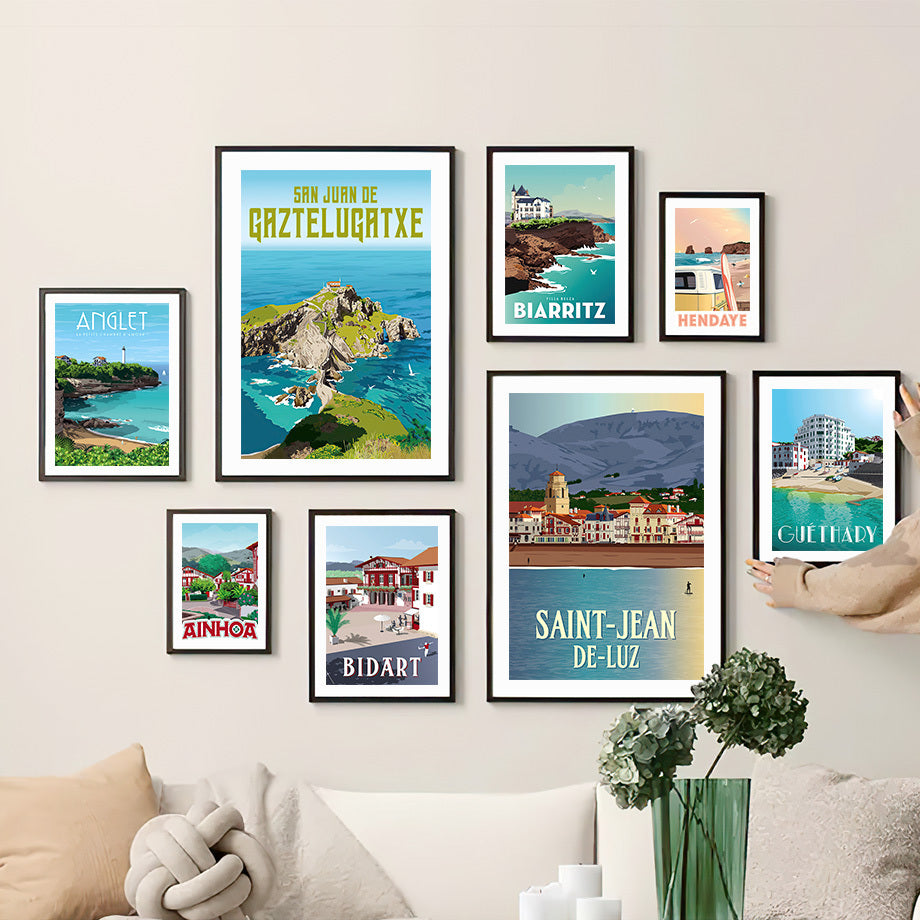 Póster decorativo con lienzo para pared, diseño de paisaje de ciudad famosa de viaje