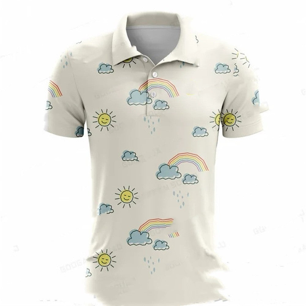 Summer Golf Polo Shirt Men's Printed Short Sleeve