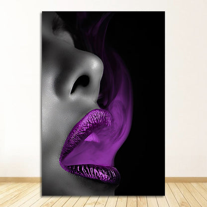 Painting Female Portrait Black And White Lip Poster