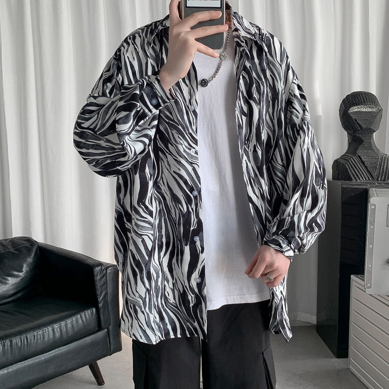 Men's Lazy Draped Leopard Print Shirt