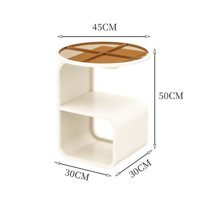 Table d'appoint de canapé ronde moderne et simple en verre trempé