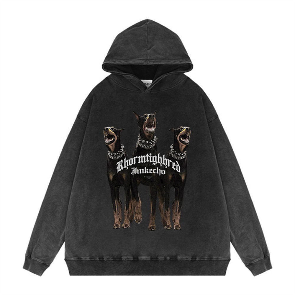 Sudadera con capucha estampada Three Doberman Pinscher para hombre