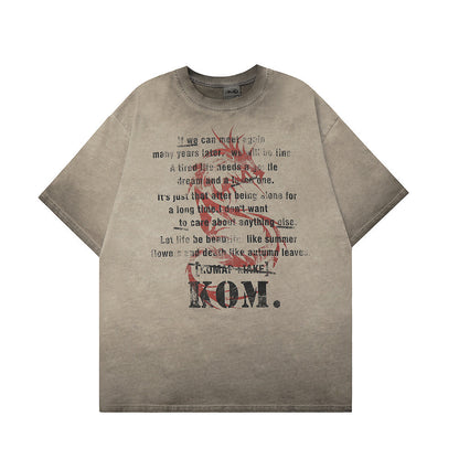 Letter Dragon Totem Printed T-shirt Men's Top