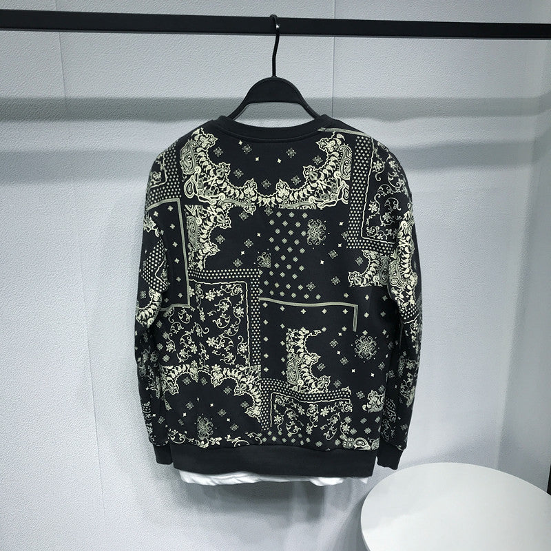 Printed Casual Long-sleeved Pullover Jacket Men's Trend