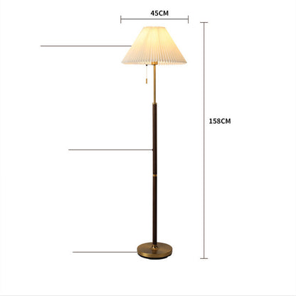 Retro Floor Lamp Living Room Study Bedroom Eye Protection Bedside Pleated Vertical