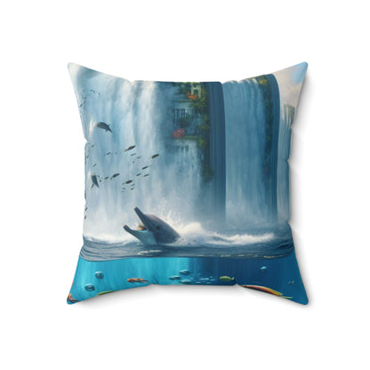 "City of Atlantis: Imagination Unleashed"- The Alien Spun Polyester Square Pillow