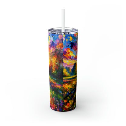 "Vibrant Springtime Sky" - The Alien Maars® Skinny Tumbler with Straw 20oz Fauvism Style