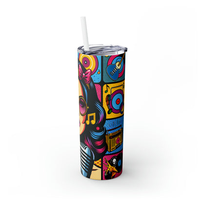 "Celebrating Pop Iconography: A Retrospective Portrait" - The Alien Maars® Skinny Tumbler with Straw 20oz Pop Art