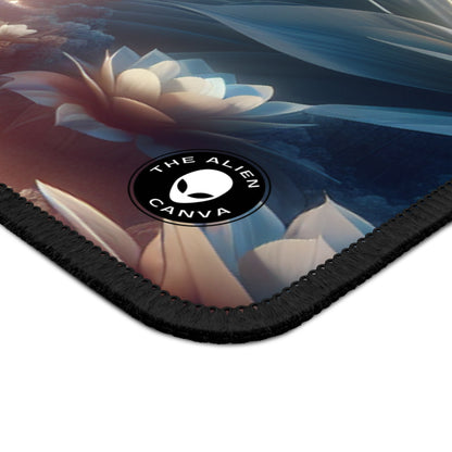 "Midnight Blooms: The Glow of Giant Flowers" - The Alien Gaming Mouse Pad