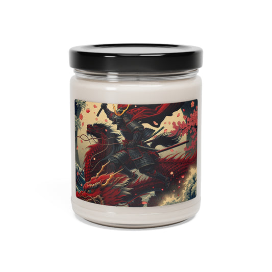 "Storming into Battle: A Samurai's Tale" - The Alien Scented Soy Candle 9oz Ukiyo-e (Japanese Woodblock Printing) Style