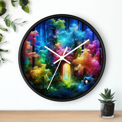 "Enchanted Rainbow Forest: Gateway to the Unseen Realm" - The Alien Wall Clock