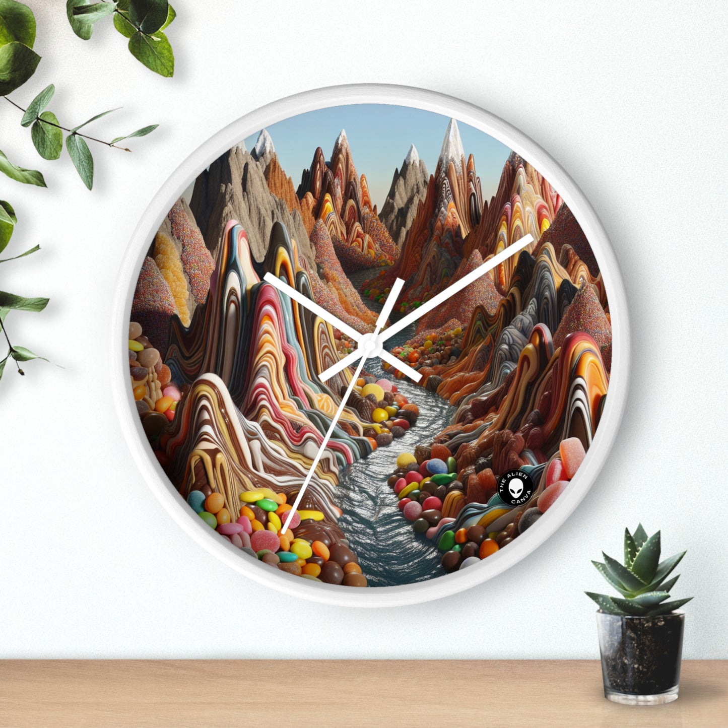 "Candyland: A Sweet Surrealistic Landscape" - The Alien Wall Clock