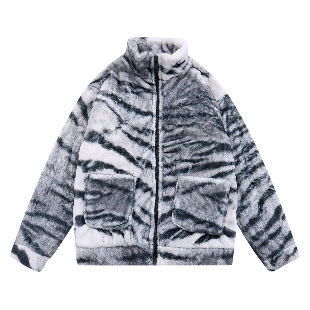 Veste de manteau en coton en peluche imprimée pour hommes