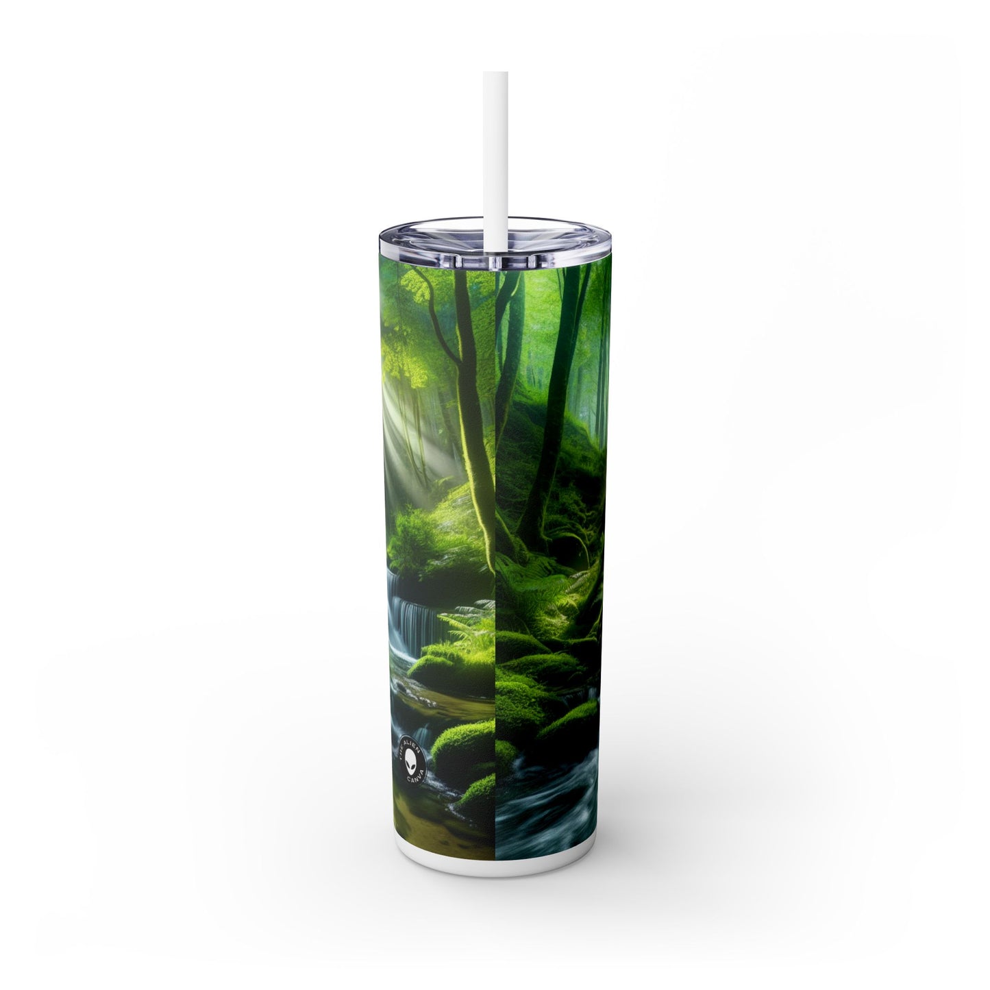 "Encantador oasis en una cascada": vaso estrecho con pajita de 20 oz de Alien Maars®