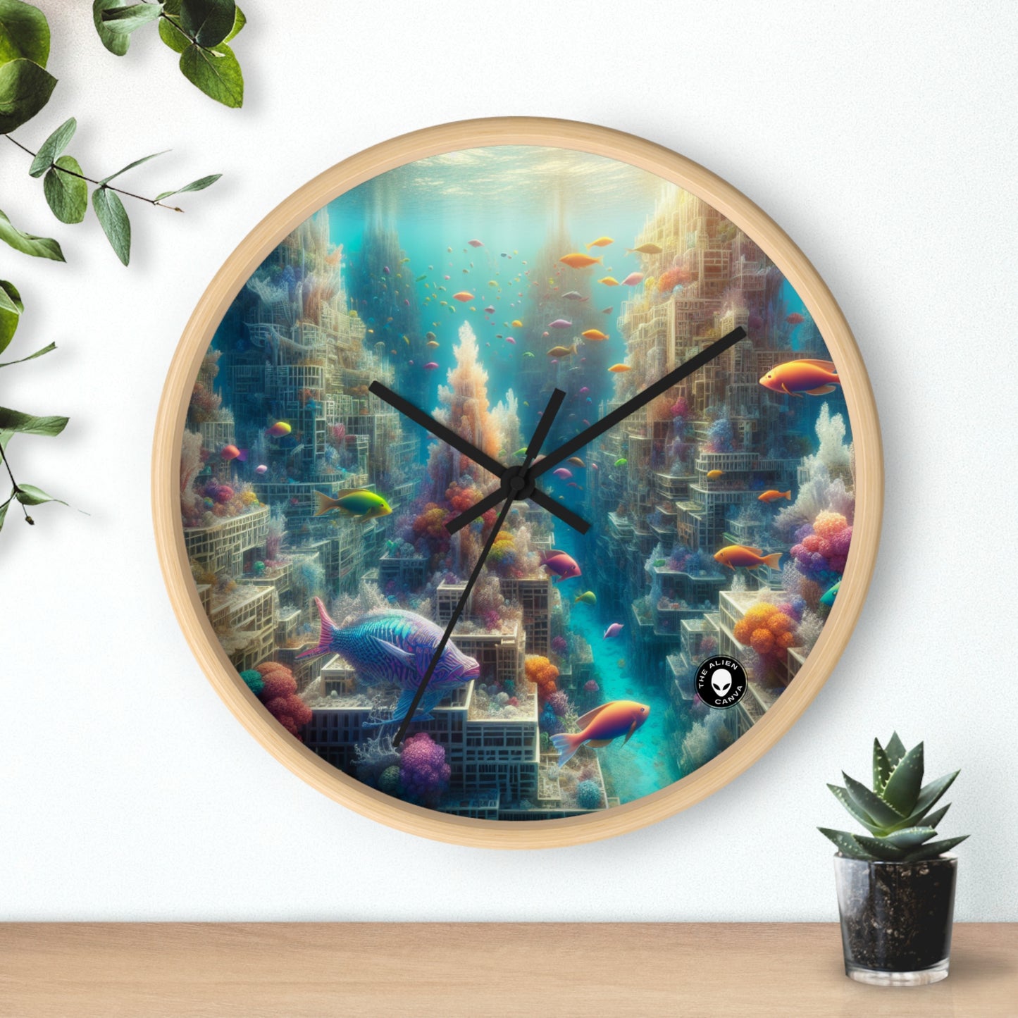 "Coralline City: A Surreal Underwater Wonderland" - The Alien Wall Clock