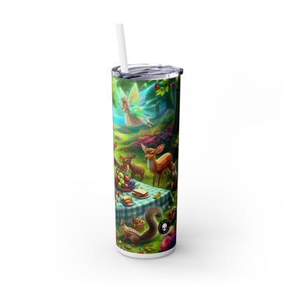 "Enchanted Forest Picnic: A Magical Gathering" - The Alien Maars® Skinny Tumbler with Straw 20oz