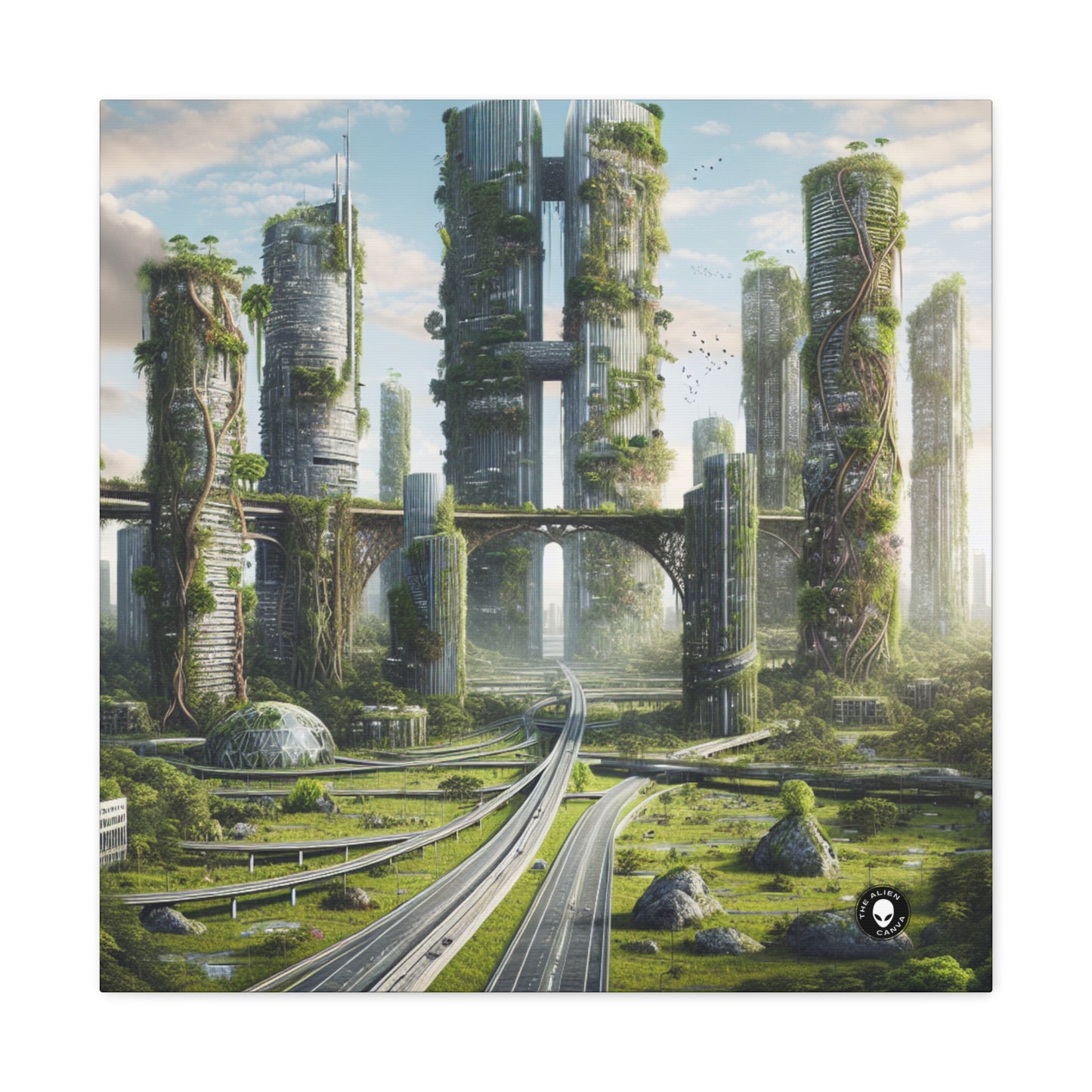 "Nature's Reclamation: A Futuristic Cityscape" - The Alien Canva