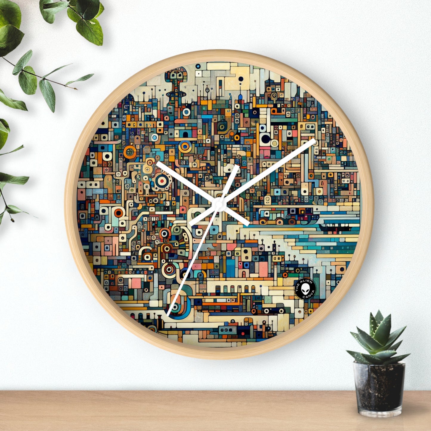 "Neon Nights: Art Brut Reflection of Urban Chaos" - The Alien Wall Clock Art Brut