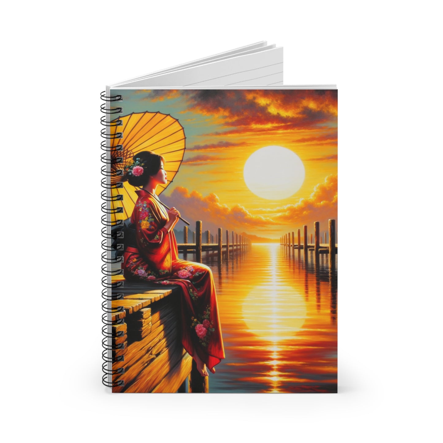 "Golden Reflections" - The Alien Spiral Notebook (Ruled Line) Impressionism Style