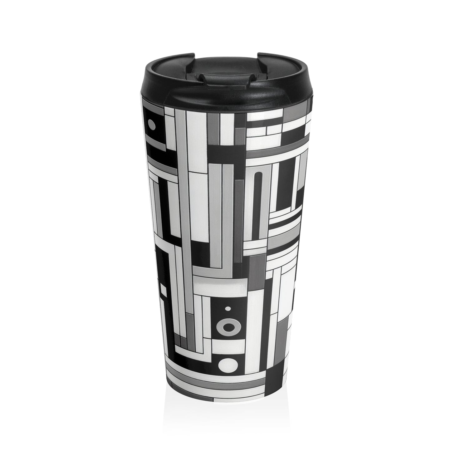 "De Stijl in Black and White" - The Alien Stainless Steel Travel Mug De Stijl Style