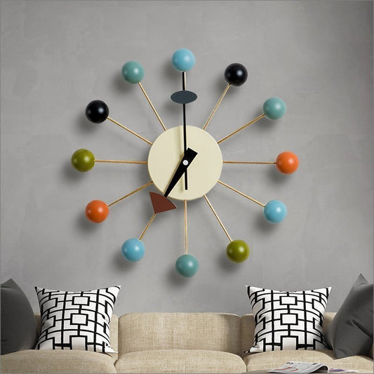 Reloj de pared con movimiento solar y bola de caramelo, arte moderno de madera maciza