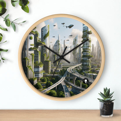 "Nature's Reclamation: A Futuristic Cityscape" - The Alien Wall Clock