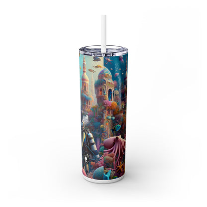 "Treasure of the Deep: A Fantastical Underwater City" - The Alien Maars® Skinny Tumbler with Straw 20oz