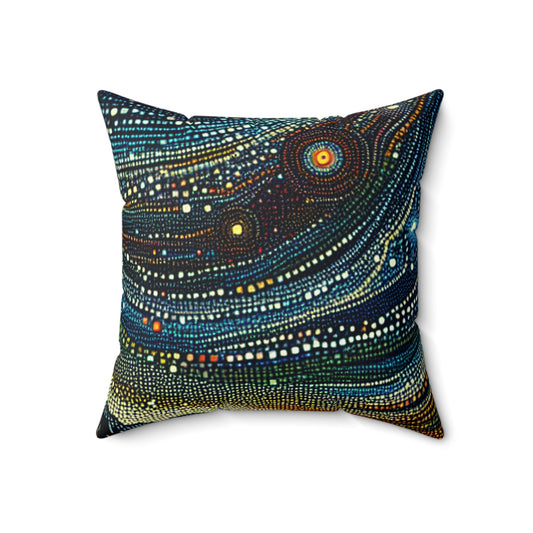 "Starry Dots: A Celestial Mosaic" - The Alien Spun Polyester Square Pillow Pointillism