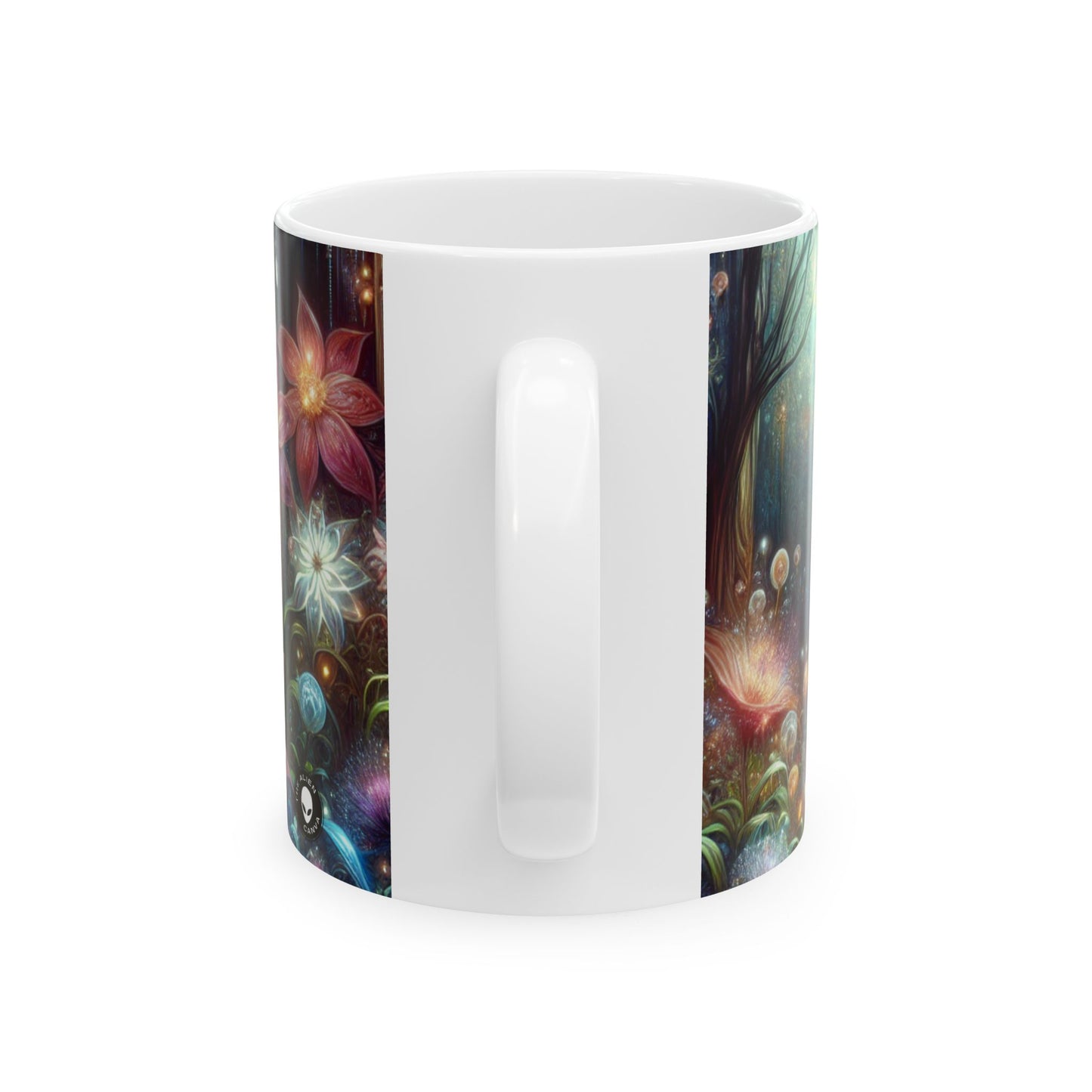 « Forêt de fleurs au clair de lune enchantée » – Tasse en céramique Alien 11 oz