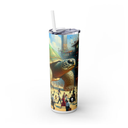 "La merveilleuse tortue dans la ville" - Le verre fin Alien Maars® avec paille 20 oz