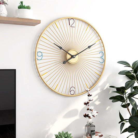 Wall Clock Living Room Silent Clock Round Iron Art