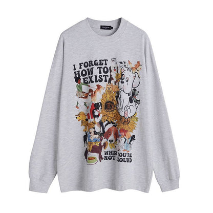 Spoof Printed Long-sleeved Bottoming T-shirt For Men And Women